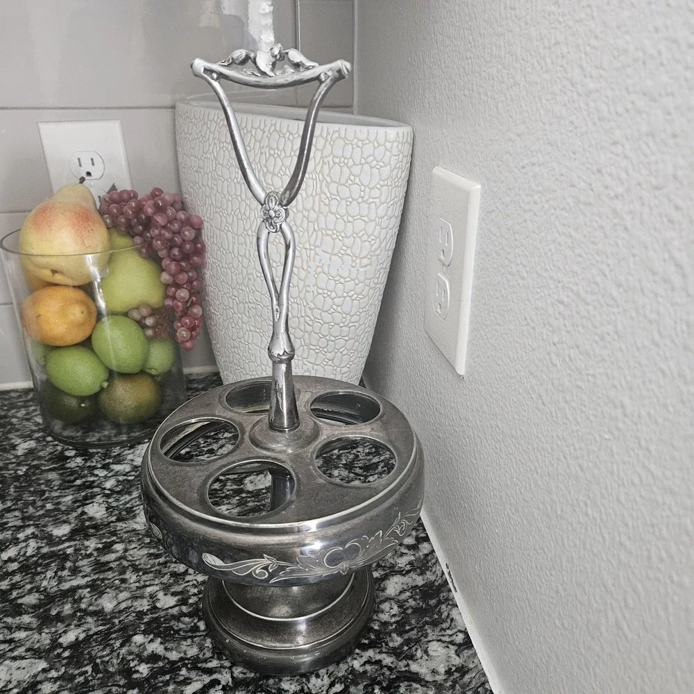 Antique‎ Triple Silver Plated co. 5 Piece Cruet Set